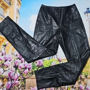 Verducci Black High Waist Vintage Leather Pants Size Small